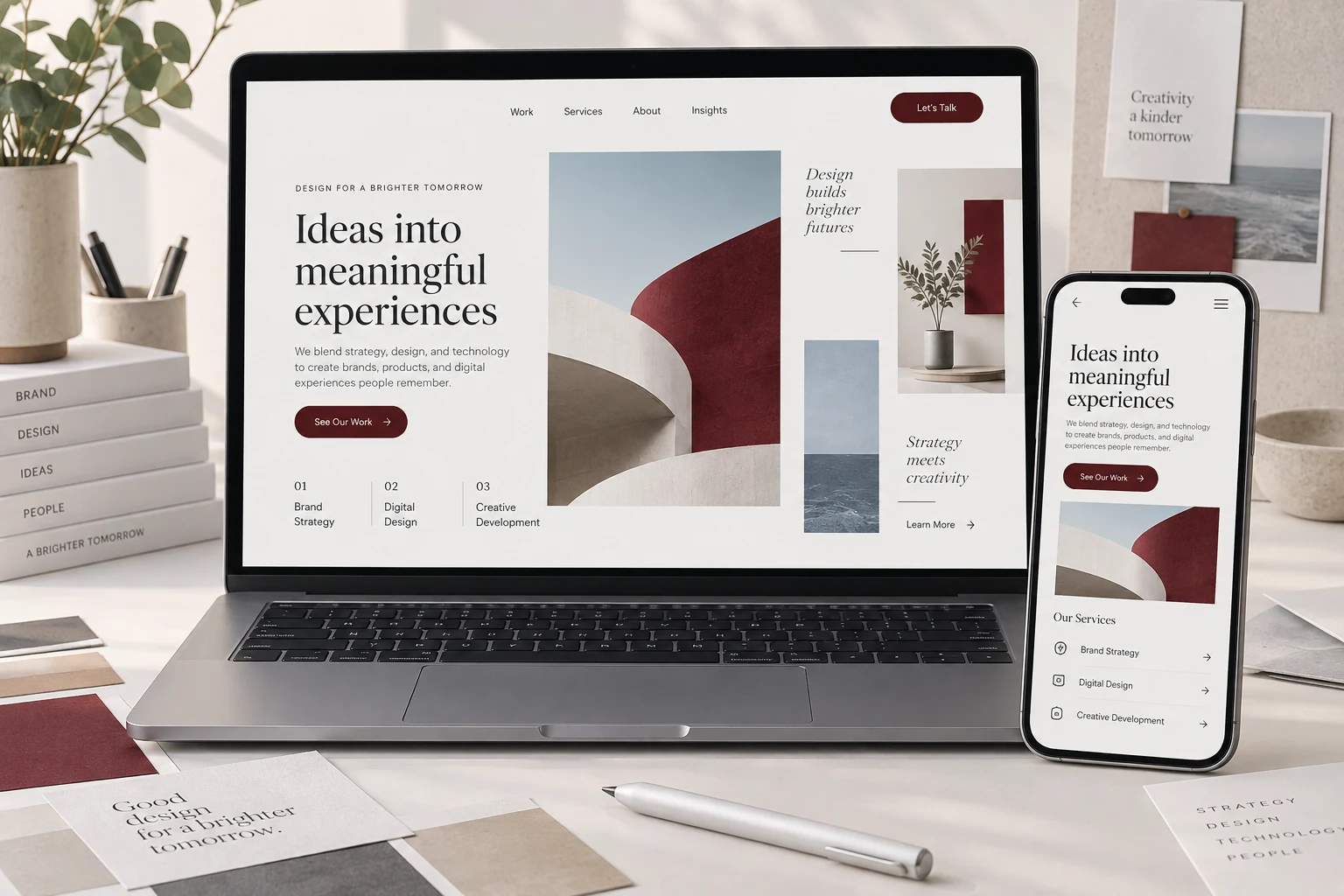Responsive website design displayed on a laptop and mobile phone